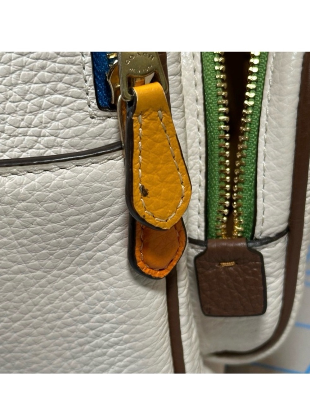 Coach Mini Court Backpack, Pebbled Leather, Iconic Rainbow Coach Pride Logo - Picture 10 of 12